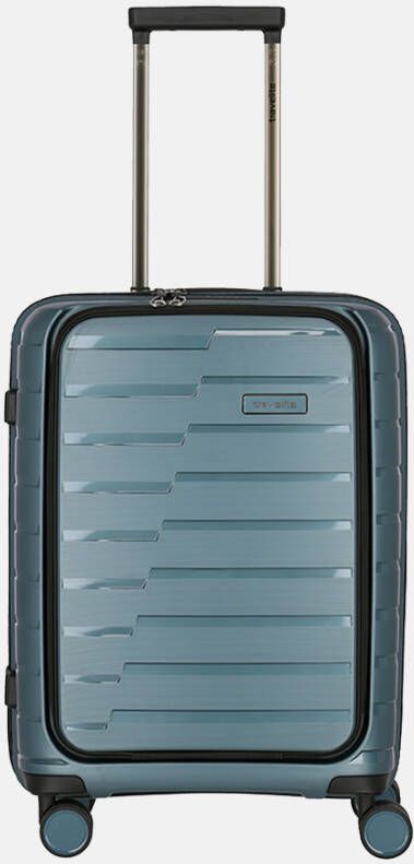 Travelite Air Base 4 Wiel Trolley S Front Pocket ice blue Harde Koffer