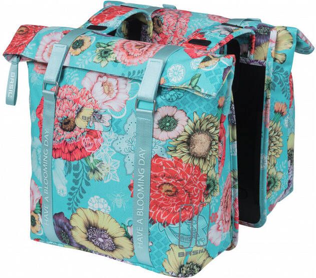 Basil dubbele fietstas bloom field double35 liter Blauw