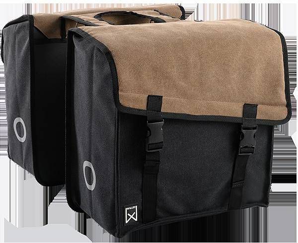 Willex Fietstas Dubbel 101 38 L Canvas Bruin En Zwart