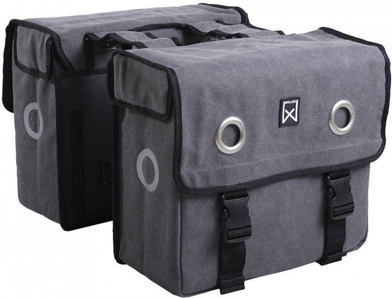 Willex Dubbele fietstas Canvas 30 liter grijs