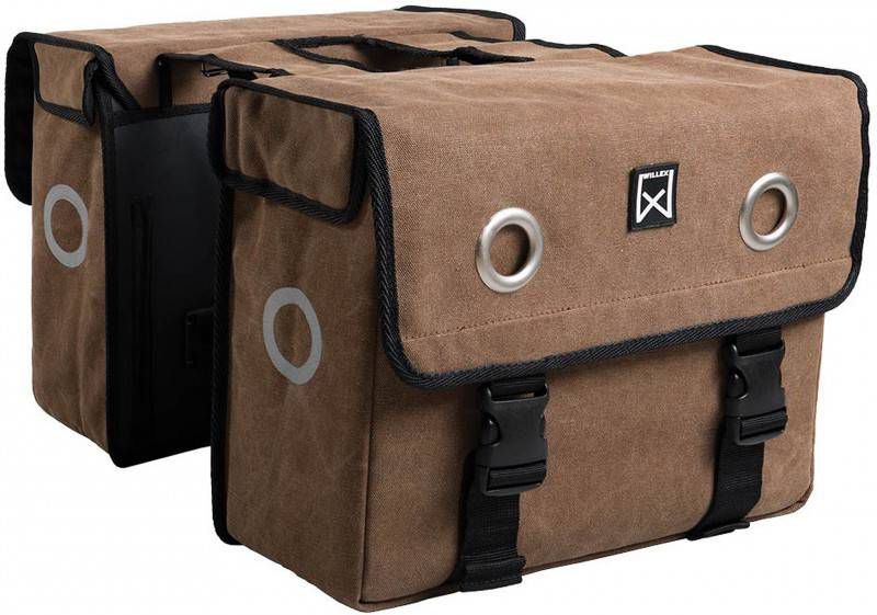 Willex Dubbele fietstas Canvas Plus 46 liter bruin