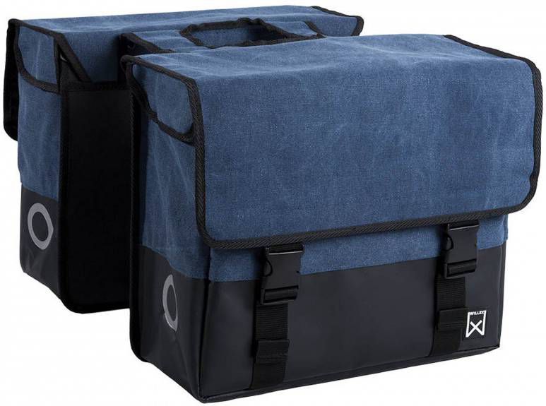 Willex Dubbele fietstas Canvas Plus 48 liter blauw/zwart