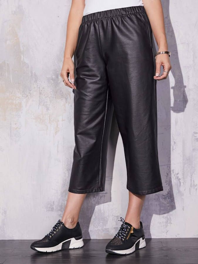 MIAMODA Culotte van imitatieleer Zwart