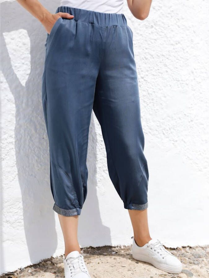 MIAMODA Instapbroek met pailletten aan de zoom Jeansblauw