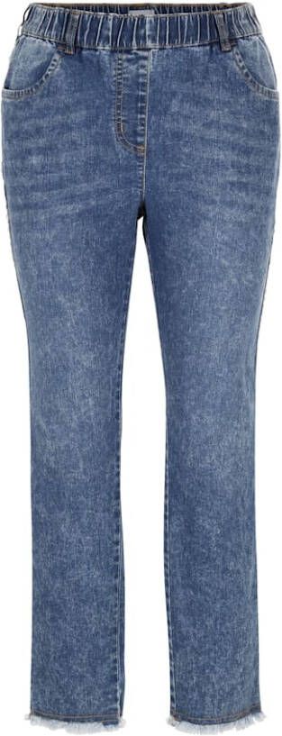 MIAMODA Jegging met modieuze franjes Blue bleached