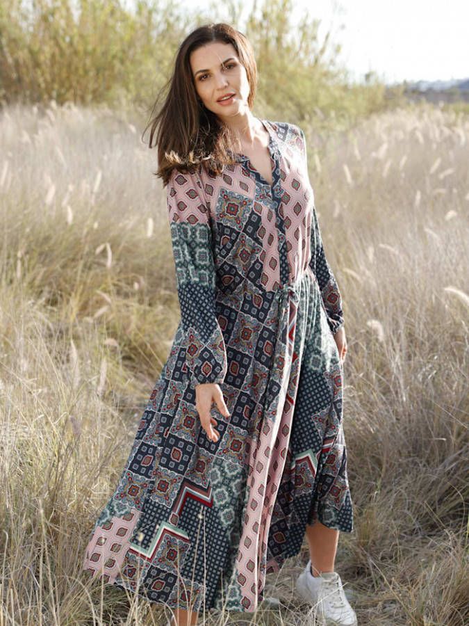 MIAMODA Jurk met grafische print Marine