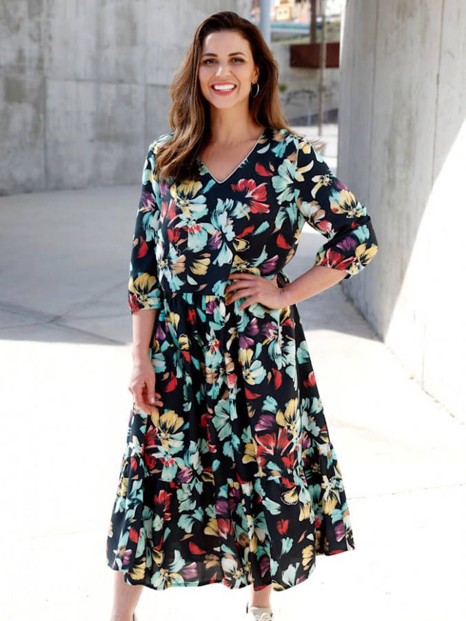 MIAMODA Jurk van zuivere viscose Marine