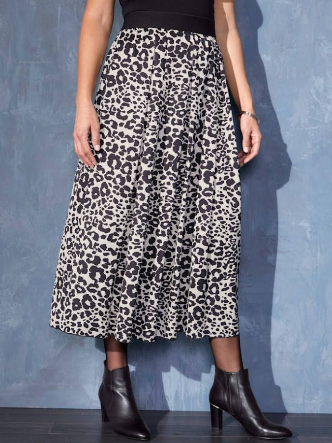 MIAMODA Rok met animaldessin Zwart/Wit