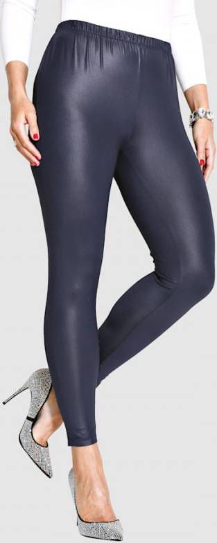 MIAMODA Legging van licht glanzend materiaal Marine