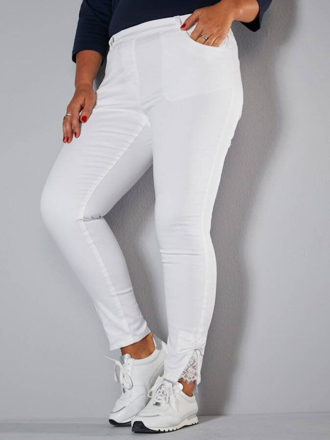 MIAMODA 7/8 jegging met kant aan de zoom Wit