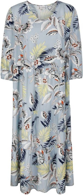 MIAMODA Jurk van duurzame viscose Blauw/Wit/Geel