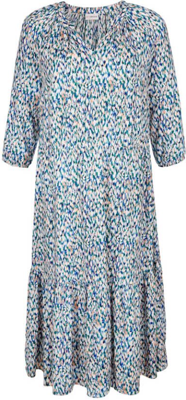 MIAMODA Jurk van zuivere viscose Hemelsblauw/Koraal