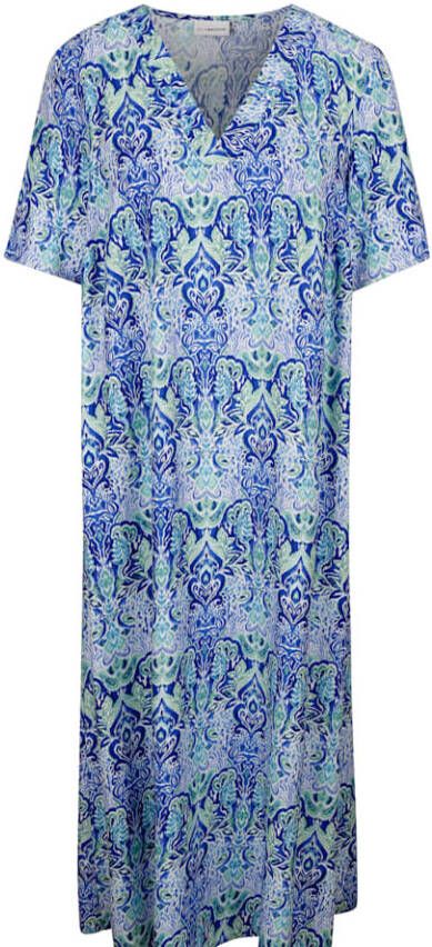 MIAMODA Jurk van zuivere viscose Mintgroen/Blauw