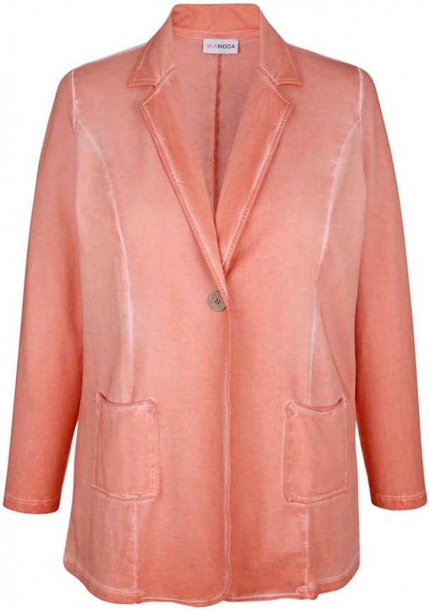 MIAMODA Sweatblazer in washed look Zalm