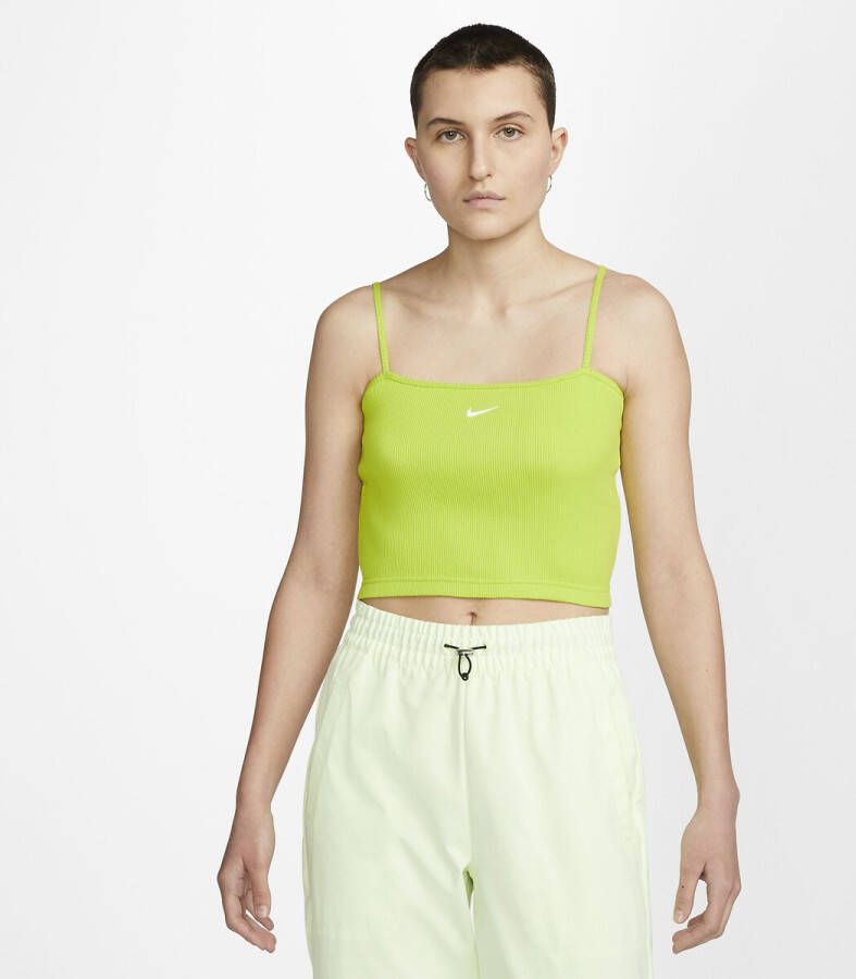 Nike Sportswear Essential Geribde croptop voor dames Atomic Green/White Dames