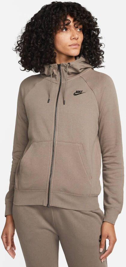 Nike Sportswear Essential Fleecehoodie met rits voor dames Grijs
