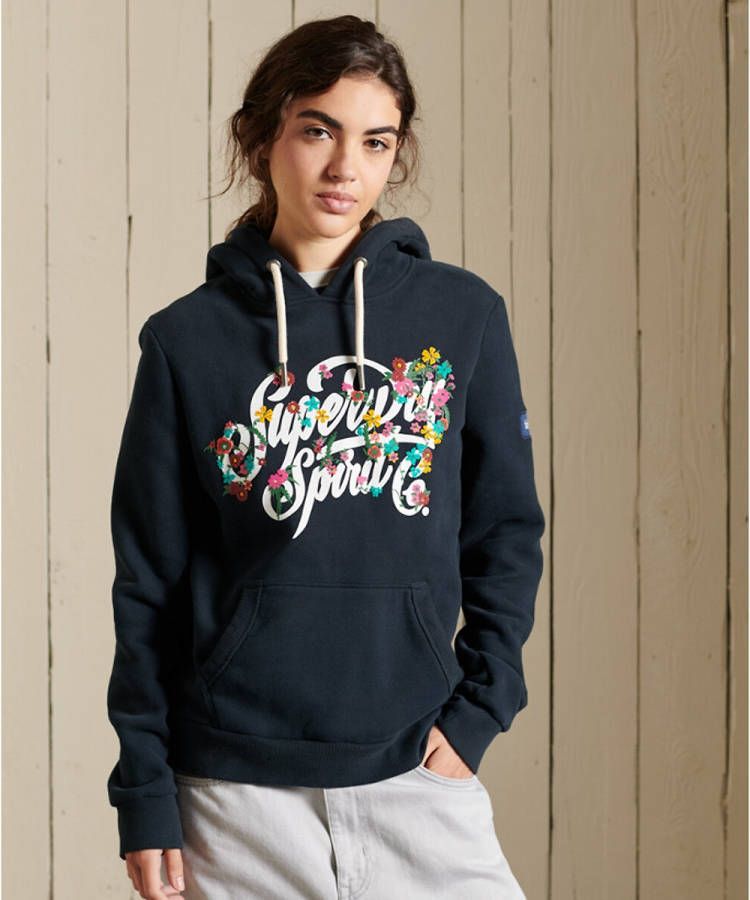 Superdry Hoodie Hoody met bloemenprint en opschrift