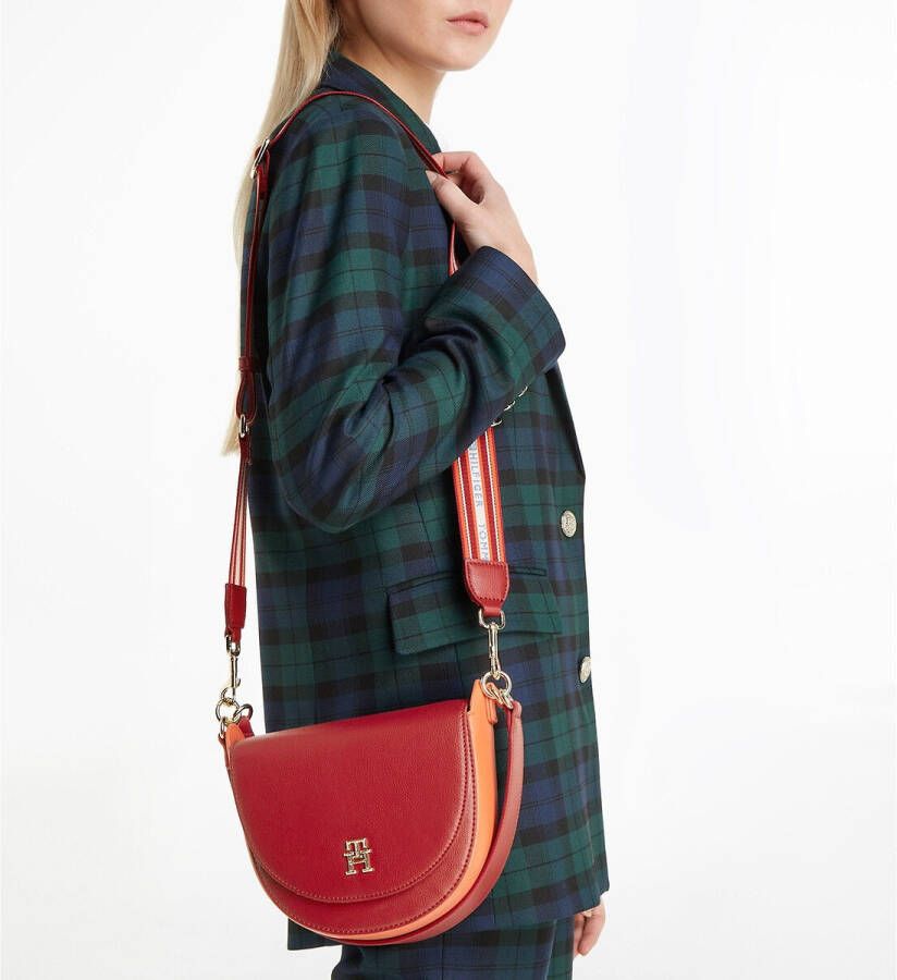 Tommy Hilfiger Afgeronde handtas met klep en contrasterend monogram
