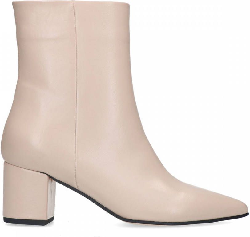 Manfield Beige leren enkellaarsjes met hak