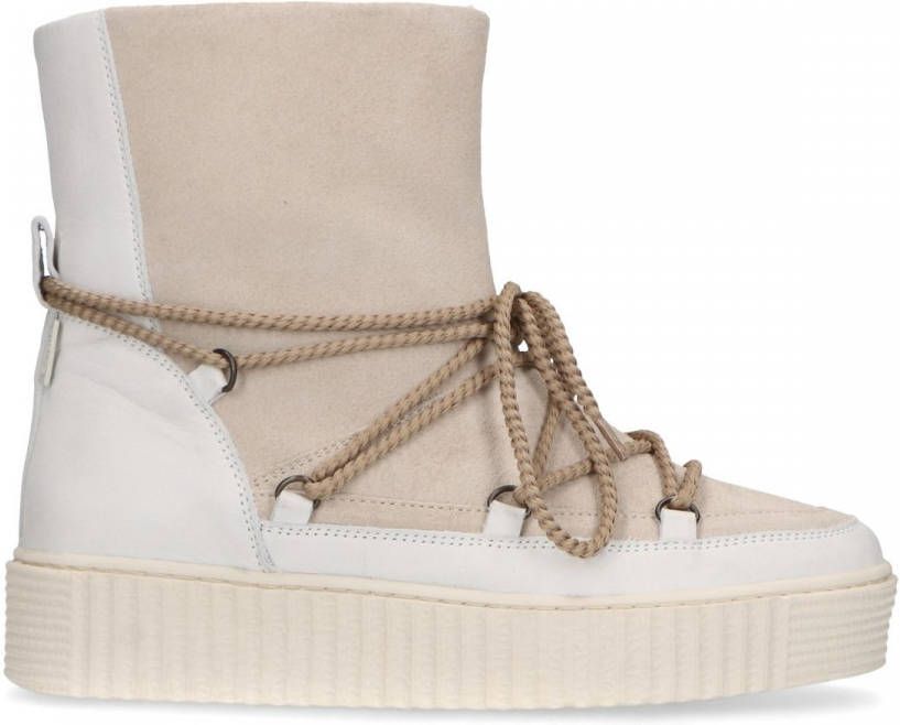 Manfield Beige snow boots met bont