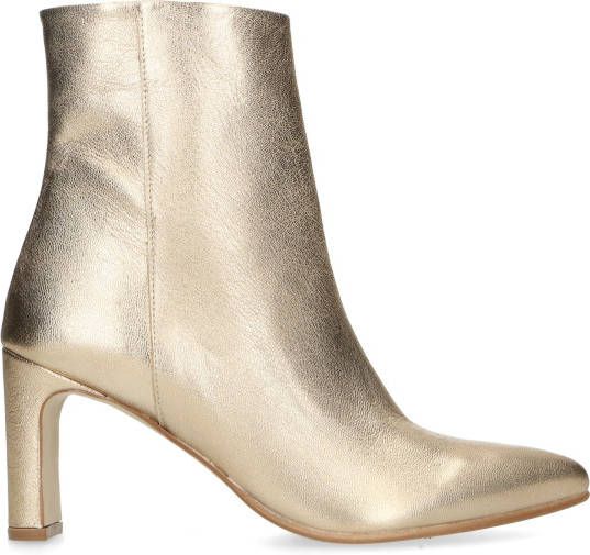 Manfield Goudkleurige leren enkellaarsjes