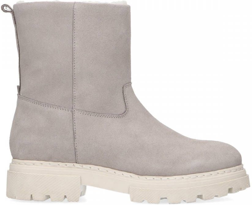 Manfield Grijze enkellaarsjes met imitatiebont