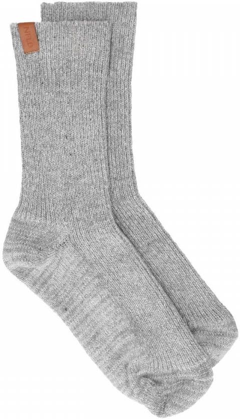 Manfield Grijze wollen sokken met lurex