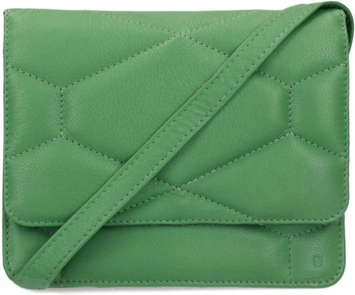 Manfield Groene leren schoudertas