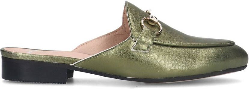 Manfield Groene metallic leren muiltjes