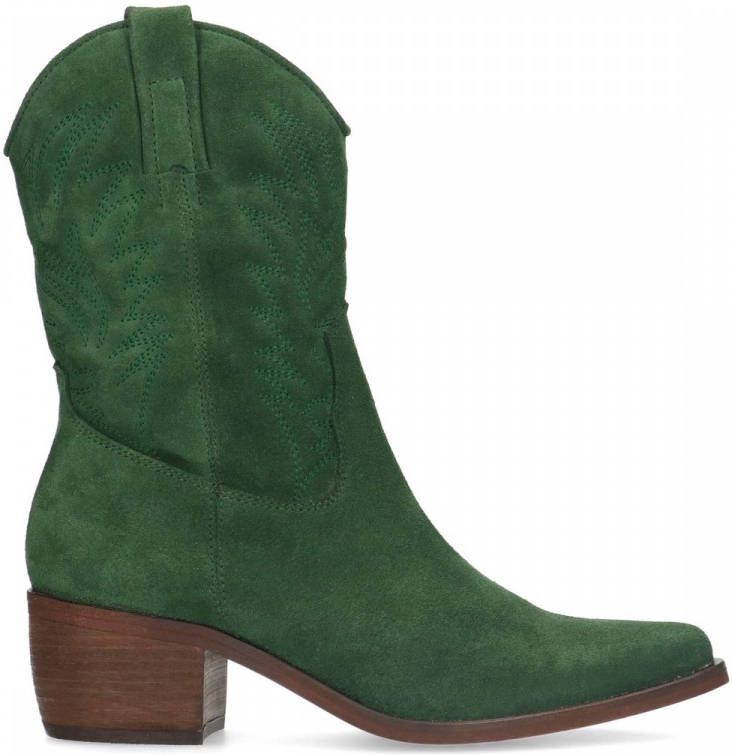 Manfield Groene suède cowboylaarzen