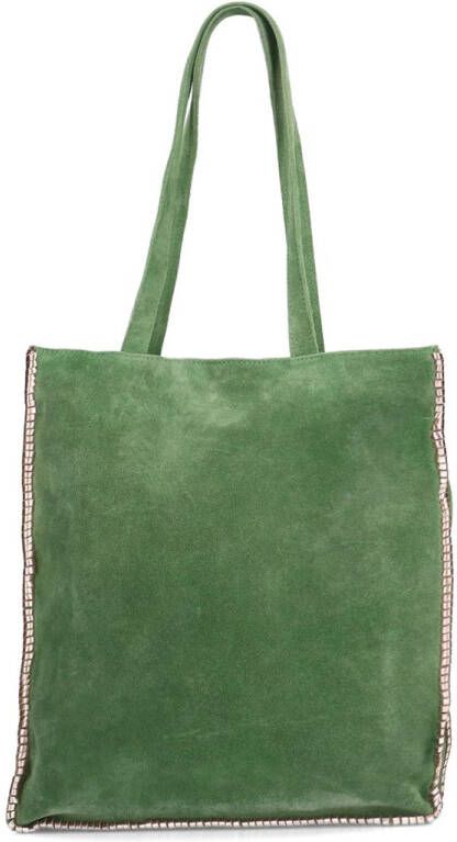 Manfield Groene suède shopper