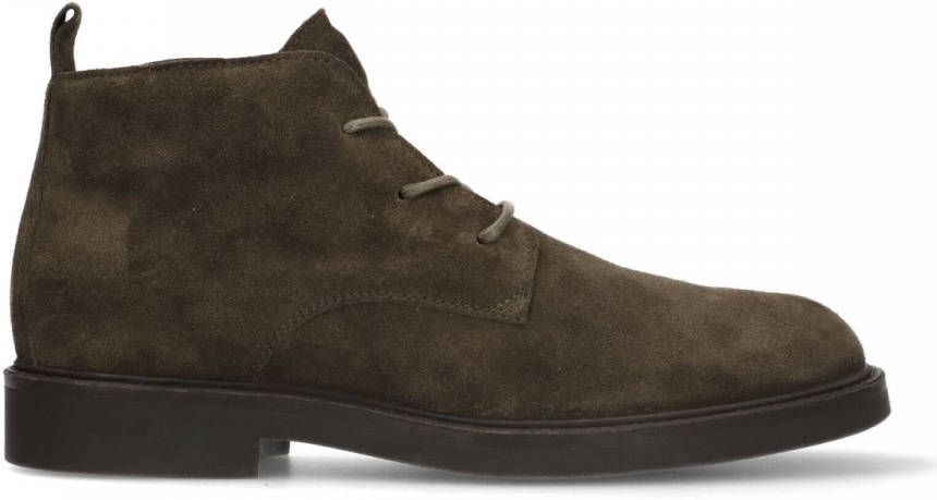 Manfield Groene suède veterboots