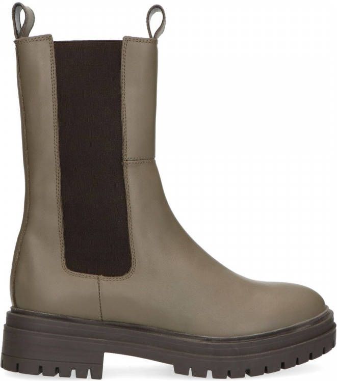Manfield Khaki hoge chelsea boots
