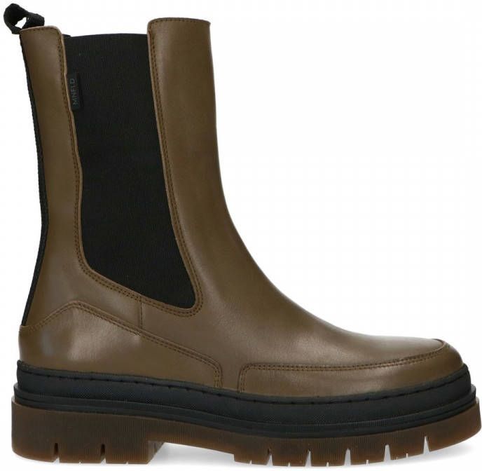 Manfield Khaki leren chelsea boots