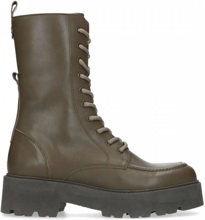 Manfield Khaki leren veterlaarzen