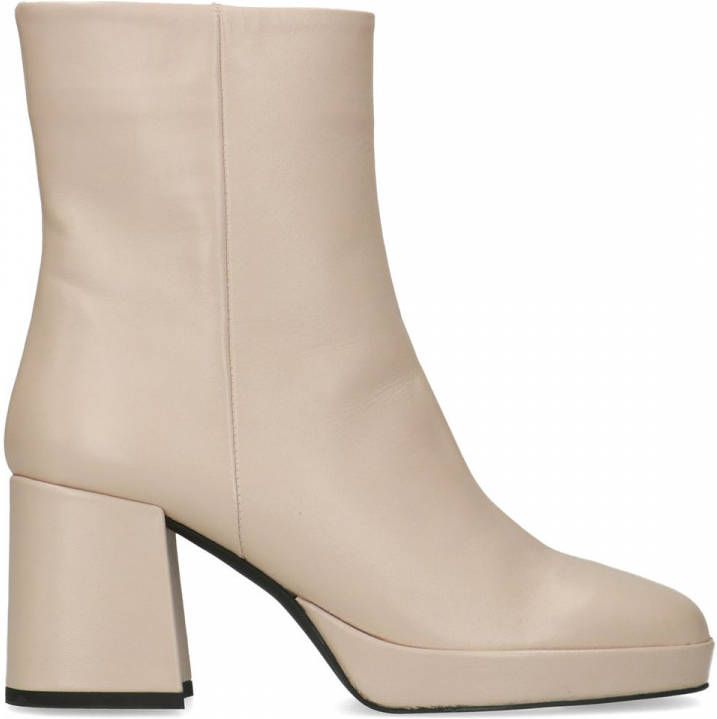 Manfield Latte leren enkellaarsjes