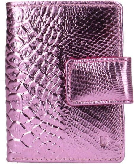 Manfield Metallic roze leren portemonnee met crocoprint