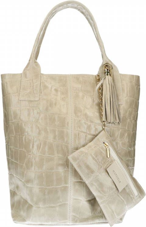 Manfield Off white croco shopper