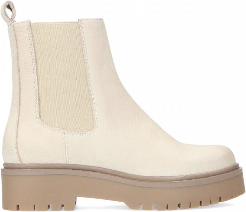 Manfield Off white lage chelsea boots met plateauzool