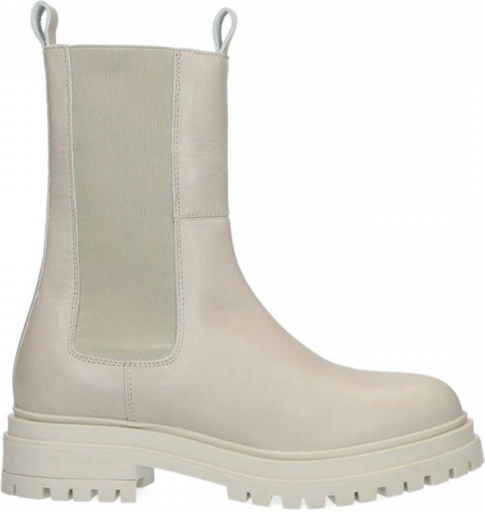 Manfield Off white leren chelsea boots