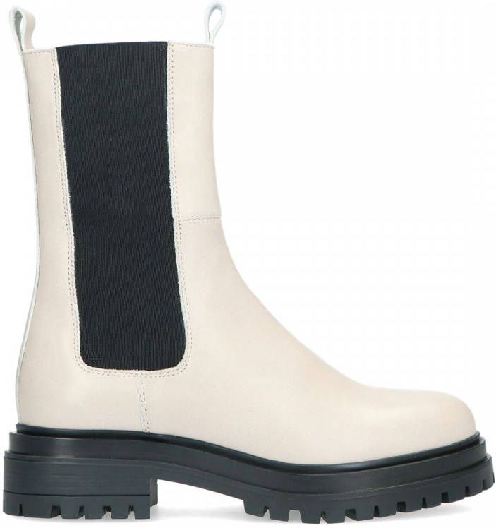 Manfield Off white leren chelsea boots