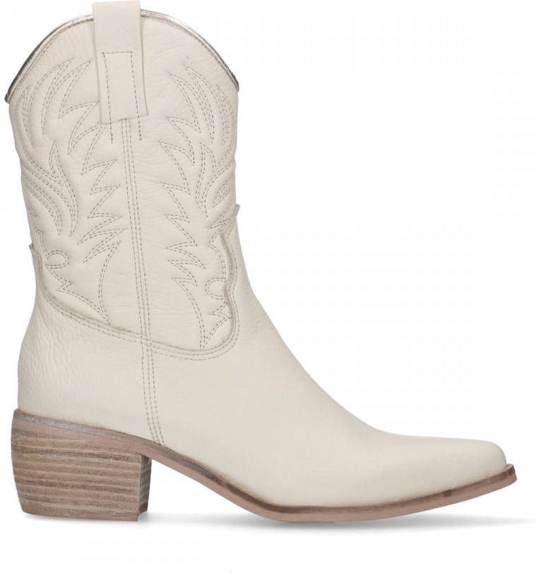 Manfield Off white leren cowboylaarzen
