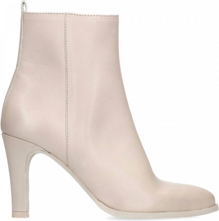 Manfield Off white leren enkellaarsjes met hak