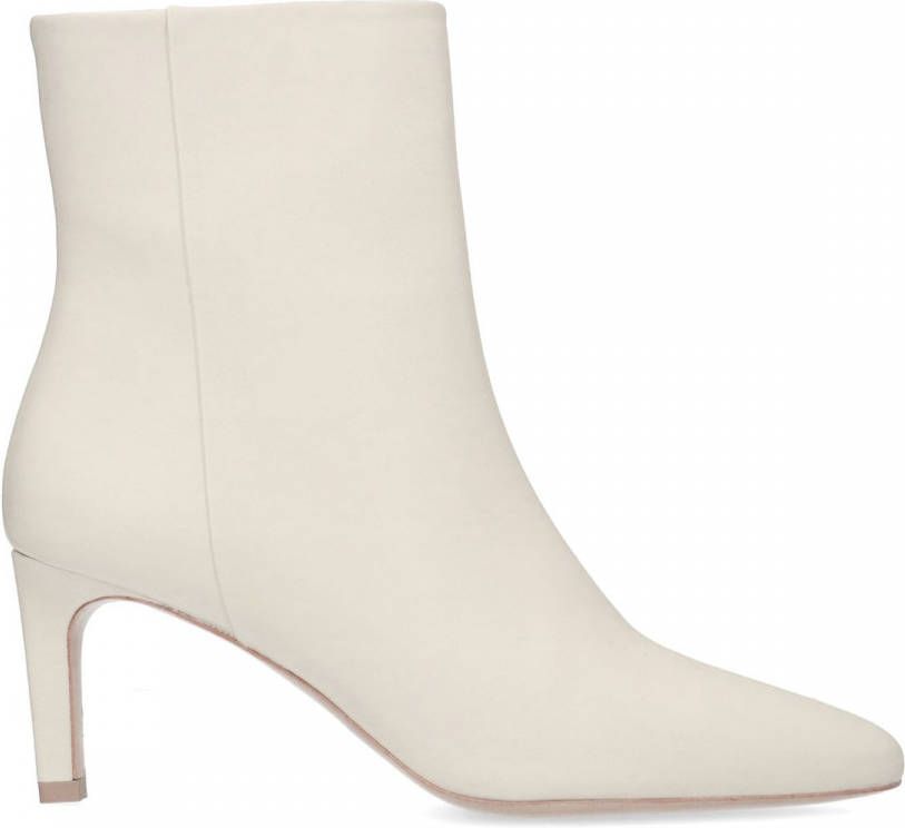 Manfield Off white leren enkellaarsjes met hak