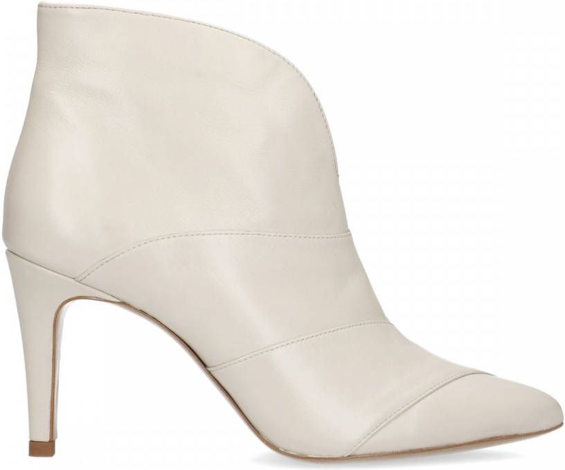 Manfield Off white leren enkellaarsjes met hak