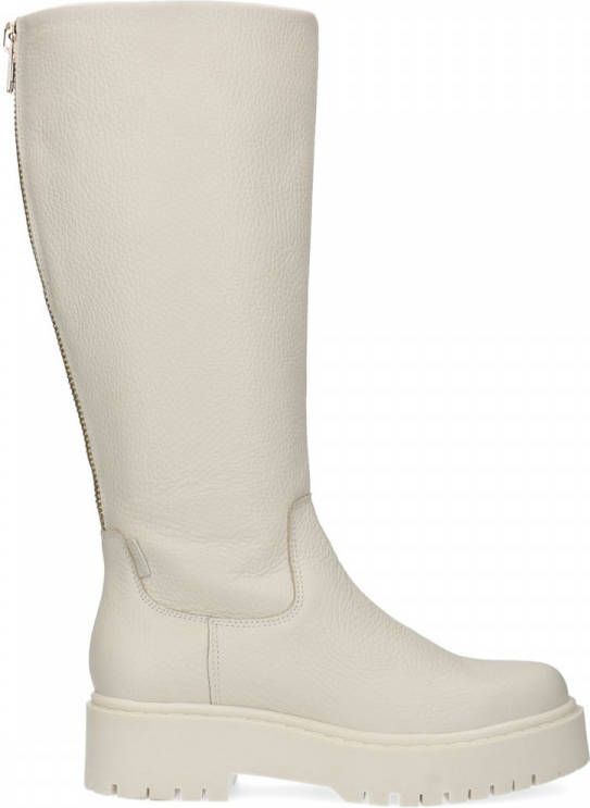Manfield Off white leren hoge boots