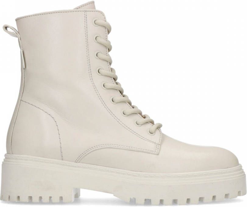 Manfield Off white leren veterboots