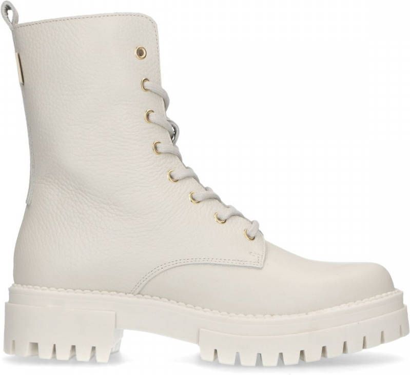 Manfield Off white leren veterlaarsjes