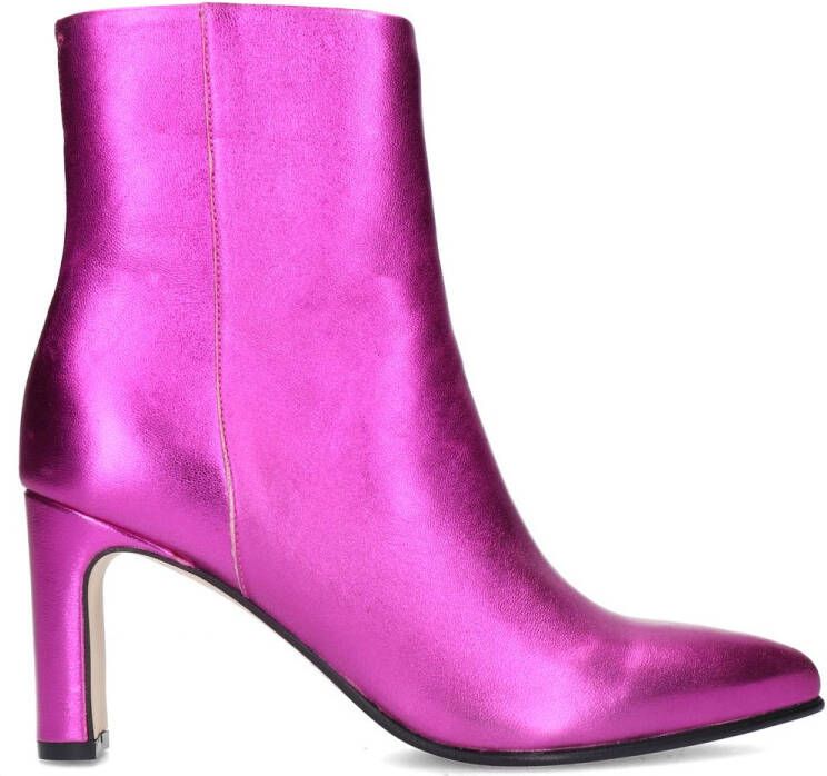 Manfield Roze leren enkellaarsjes met hak