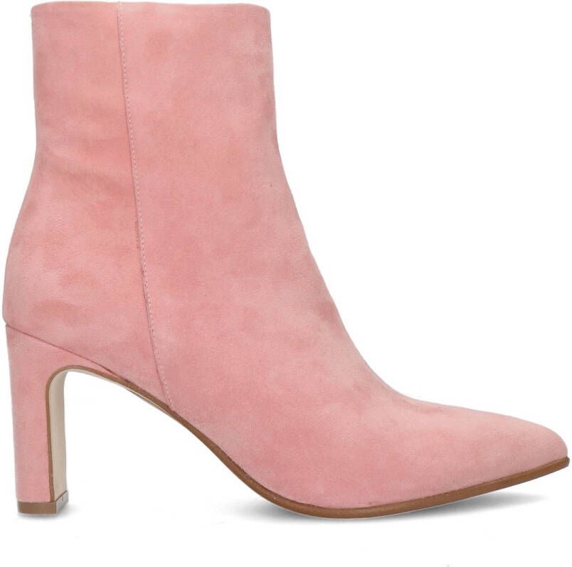 Manfield Roze suède enkellaarsjes met hak